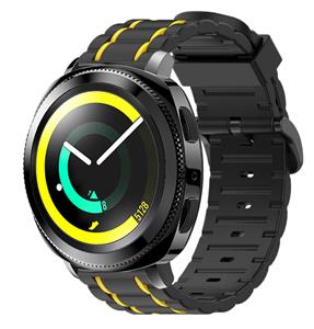 Strap-it Samsung Gear Sport sport gesp band (zwart/geel)