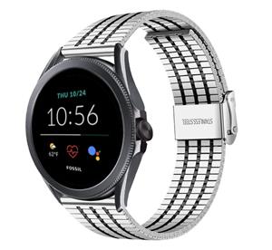 Strap-it Fossil Gen 5e - 44mm roestvrij stalen band (zilver/zwart)