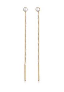 Elli, Ohrringe Hänger Süßwasserzuchtperlen Durchziehen 925 Silber in gold, Schmuck für Damen