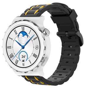 Strap-it Huawei Watch GT 3 Pro 43mm sport gesp band (zwart/geel)