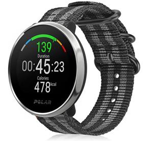 Strap-it Polar Ignite nylon gesp band (zwart/grijs)