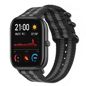 Strap-it Xiaomi Amazfit GTS nylon gesp band (zwart/grijs)