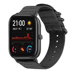 Strap-it Xiaomi Amazfit GTS nylon gesp band (zwart)