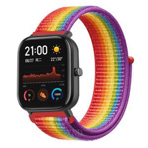 Strap-it Xiaomi Amazfit GTS nylon band (regenboog)