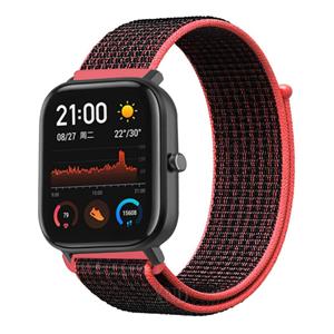 Strap-it Xiaomi Amazfit GTS nylon band (zwart/rood)