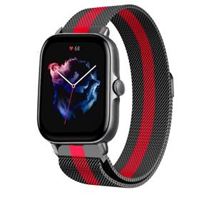 Strap-it Amazfit GTS 3 Milanese band (zwart/rood)