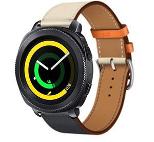 Samsung Gear Sport leren bandje (wit/donkerblauw)