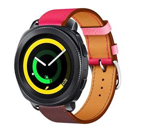 Strap-it Samsung Gear Sport leren bandje (knalroze/roodbruin)