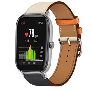 Strap-it Xiaomi Amazfit GTS leren bandje (wit/donkerblauw)