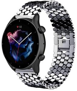 Strap-it Amazfit GTR 3 (Pro) stalen vis band (zwart)