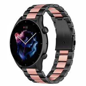 Strap-it Amazfit GTR 3 stalen band (zwart/roze)