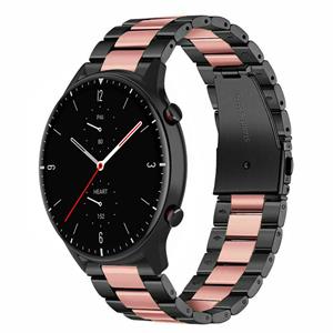 Strap-it Amazfit GTR 2 stalen band (zwart/roze)