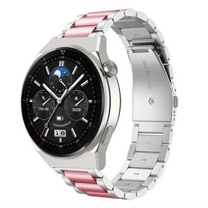 Strap-it Huawei Watch GT 3 Pro 46mm stalen band (zilver/roze)