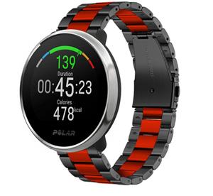 Strap-it Polar Unite stalen band (zwart/rood)