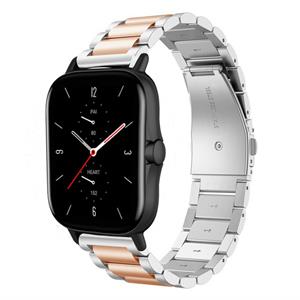 Strap-it Amazfit GTS 2 stalen band (zilver/rosé goud)