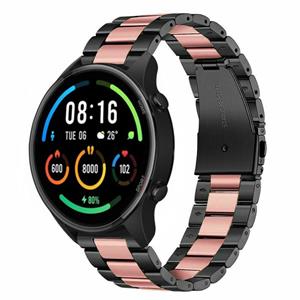 Strap-it Xiaomi Mi Watch stalen band (zwart/roze)