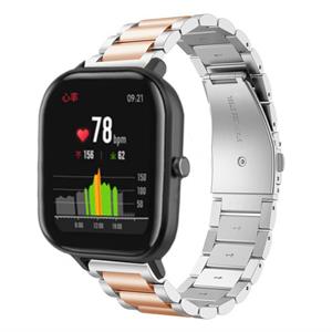 Strap-it Xiaomi Amazfit GTS stalen band (zilver/rosé goud)