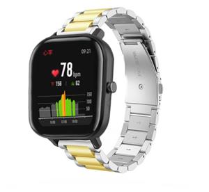 Strap-it Xiaomi Amazfit GTS stalen band (zilver/goud)