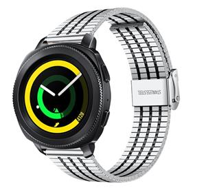 Strap-it Samsung Gear Sport roestvrij stalen band (zilver/zwart)