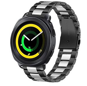 Strap-it Samsung Gear Sport stalen band (zwart/zilver)