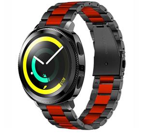 Strap-it Samsung Gear Sport stalen band (zwart/rood)