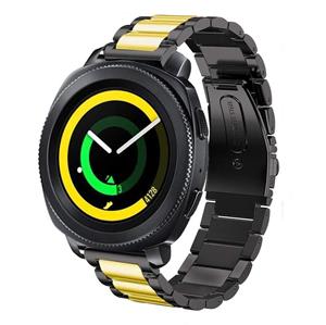 Strap-it Samsung Gear Sport stalen band (zwart/goud)
