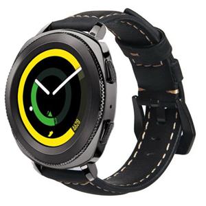 Strap-it Samsung Gear Sport leren bandje (zwart)