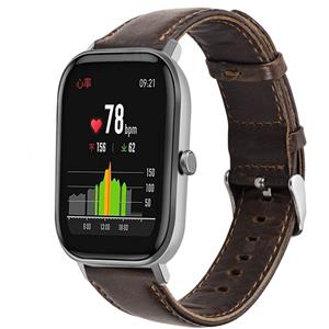 Strap-it Xiaomi Amazfit GTS leren bandje (donkerbruin)