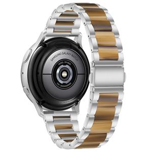 Strap-it Samsung Gear Sport stalen resin band (zilver/bruin)