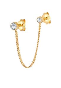 Elli, Ohrringe Doppel Ohrstecker Kristalle 925 Silber in gold, Schmuck für Damen