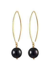 Nenalina Dames Oorbellen met glanzende Oppervlakken en Matte Onyx Bol in 925 Sterling Zilver