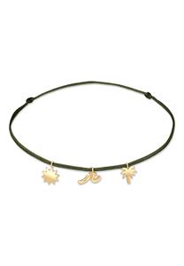 Elli Dames met Palmboom Golf Zon Hanger in Boho Look met Nylon band in 925 Sterling Zilver