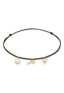 Elli, Fußschmuck Palme Beach Boho Strand Nylon Bändchen 925 Silber in gold,  für Damen