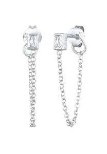 Elli, Ohrringe Geo Stecker Kette Rechteck Zirkonia 925 Silber in silber, Schmuck für Damen