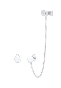 Elli Dames oorbellen Oorbeschermer Clip Round Platelet Basic in 925 Sterling Zilver