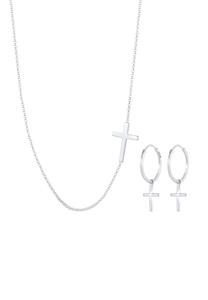 Elli, Schmuckset Kette Ohrringe Kreuz Religion Glaube 925 Silber in silber, Schmuck für Damen