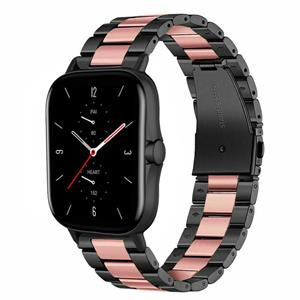 Strap-it Amazfit GTS 2 stalen band (zwart/roze)
