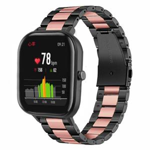 Strap-it Xiaomi Amazfit GTS stalen band (zwart/roze)