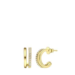 Zilveren goldplated oorbellen met zirkonia