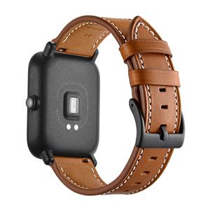 Strap-it Xiaomi Mi Watch Lite leren bandje (bruin)