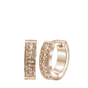 Stalen oorbellen roseplated light peach kristal