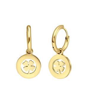 Stalen goldplated oorbellen met open klaver