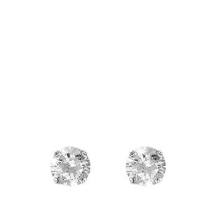 Zilveren oorbellen rond 6mm met zirkonia