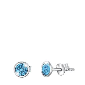 Zilveren oorbellen kristal aquamarine