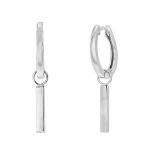 Zilveren oorbellen rhodiumplated bar