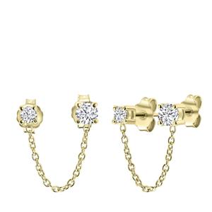 Zilveren goldplated oorknoppen met zirkonia