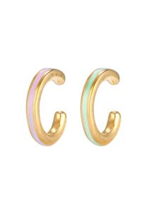 Elli, Ohrringe Buntes Emaille Earcuff 2er Set 925 Silber in gold, Schmuck für Damen