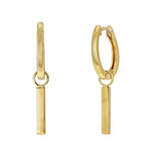 Zilveren oorbellen goldplated bar