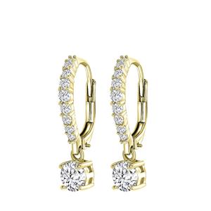 Zilveren goldplated oorringen met hanger zirkonia