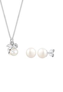 Elli Dames engel hanger oorsteker set zoetwater gekweekte parels in 925 sterling zilver